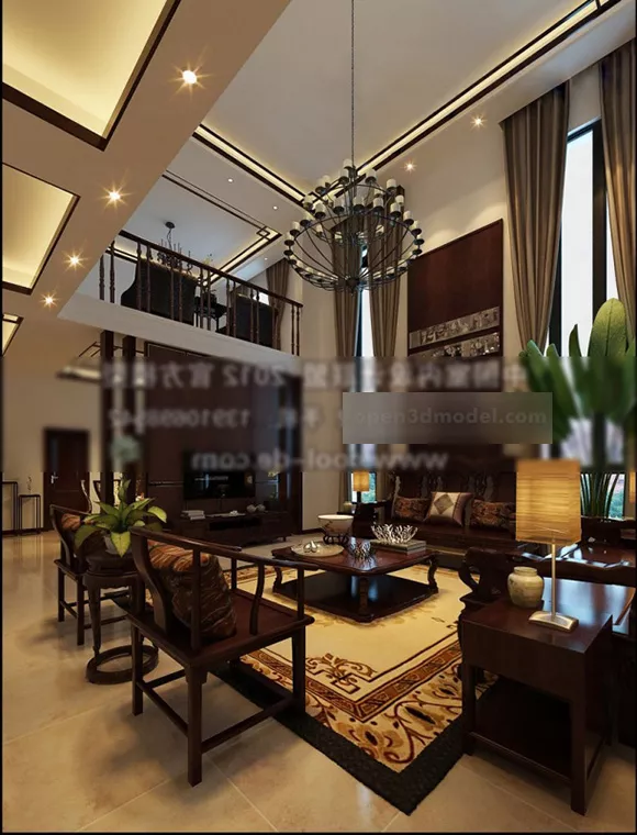 Luxury Style Villa Living Room Interior 3d model Luxury Style Villa Living Room Interior 3d model