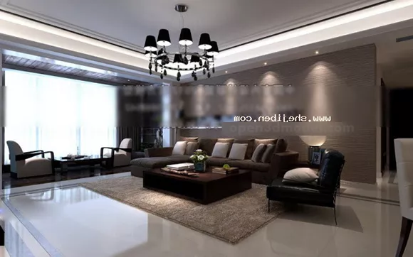 Chandelier Living Room Design Interior 3d model Chandelier Living Room Design Interior 3d model