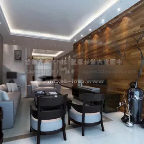 Transitional Furniture Living Room Interior 3d model