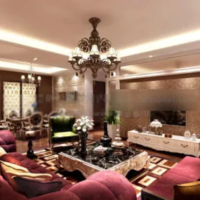 Country Style Living Room Interior 3d model