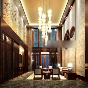 Living Room Duplex Classic Villa Interior 3d model