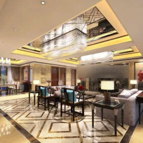 Luxury Ceiling Living Room Design Interior 3d model