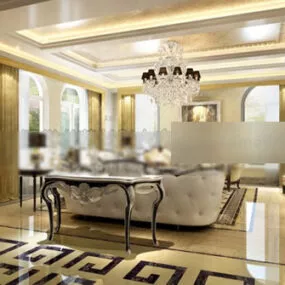 Classic Style Living Room Interior V1 3d model