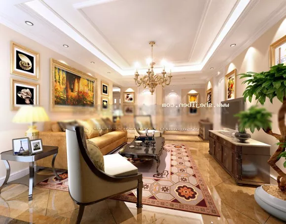 Classic Living Room Design Interior 3d model Classic Living Room Design Interior 3d model