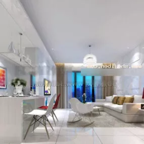 Simple Style Living Room Interior V2 3d model