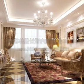 Classic Living Room Design V1 Interior 3d model