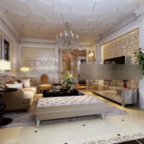 Living Room Retro Decor Interior 3d model
