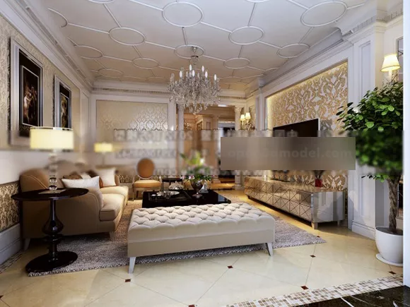 Living Room Retro Decor Interior 3d model Living Room Retro Decor Interior 3d model