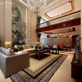 Retro Living Room Design Interior 3d model
