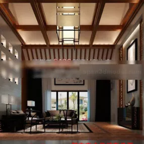 Midcentury Living Room Interior 3d model