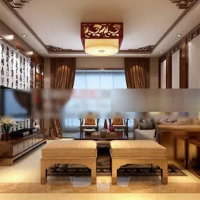 Chinese Living Room Interior V2 3d model