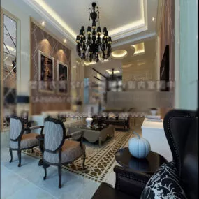 Classic Luxury Living Room Interior 3d model