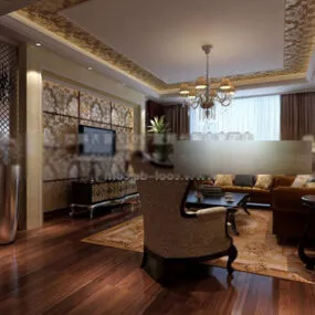 Classic Chair Living Room Design Interior 3d model