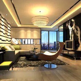 Living Room Tv Wall Partition Interior 3d model