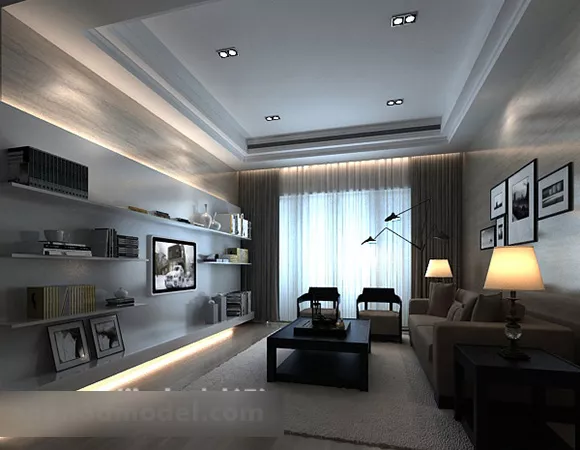 Living Room Curtains Interior V1 3d model Living Room Curtains Interior V1 3d model