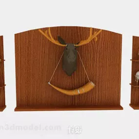 Living Room Wooden Background Wall 3d model