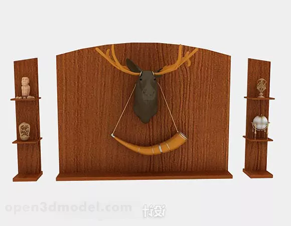 Living Room Wooden Background Wall 3d model Living Room Wooden Background Wall 3d model