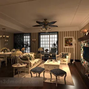 Living Room Dining Room Interior 3d model