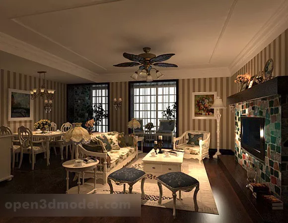 Living Room Dining Room Interior 3d model Living Room Dining Room Interior 3d model