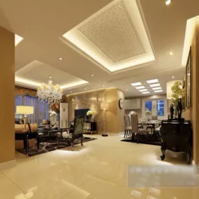 Modern Home Living Room Design Interior 3d model