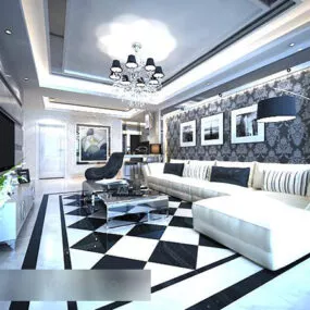 Living Room Potted Plant Interior 3d model