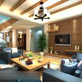 Living Room Tv Wall Decor Interior 3d model