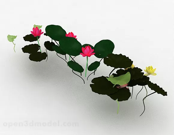 Lotus Plant With Flower 3d model Lotus Plant With Flower 3d model