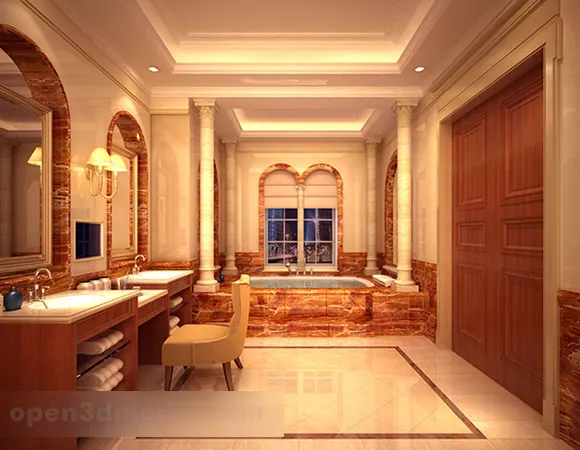 Luxury European Bathroom Interior 3d model Luxury European Bathroom Interior 3d model