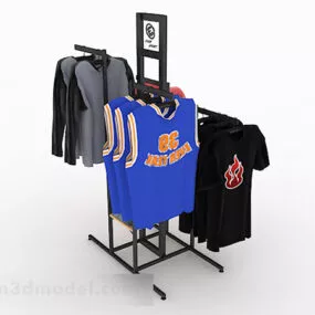 Mall Black Clothes Display Stand 3d model
