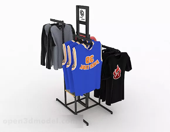 Mall Black Clothes Display Stand 3d model Mall Black Clothes Display Stand 3d model
