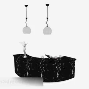 Marble Black Bar Counter 3d model