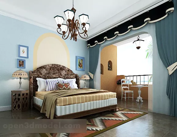 Mediterranean Style Girl Room Bedroom Interior 3d model Mediterranean Style Girl Room Bedroom Interior 3d model