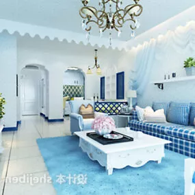 Mediterranean Style Living Room Interior 3d model