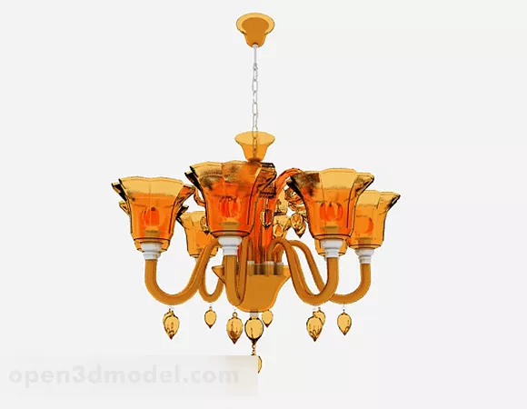 Mediterranean Trumpet Crystal Chandelier 3d model Mediterranean Trumpet Crystal Chandelier 3d model