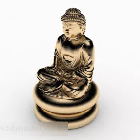 Gold Buddha Statue V1 3d model