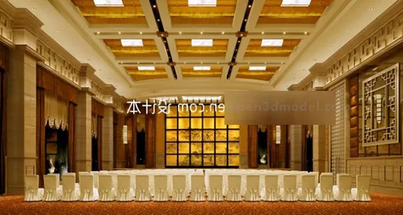 Modern Chinese Luxury Dinning Room Interior 3d model Modern Chinese Luxury Dinning Room Interior 3d model