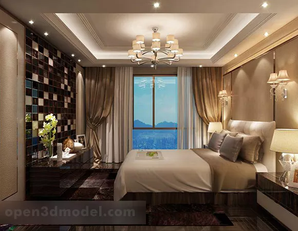Modern Bedroom Chandeliers Interior 3d model Modern Bedroom Chandeliers Interior 3d model