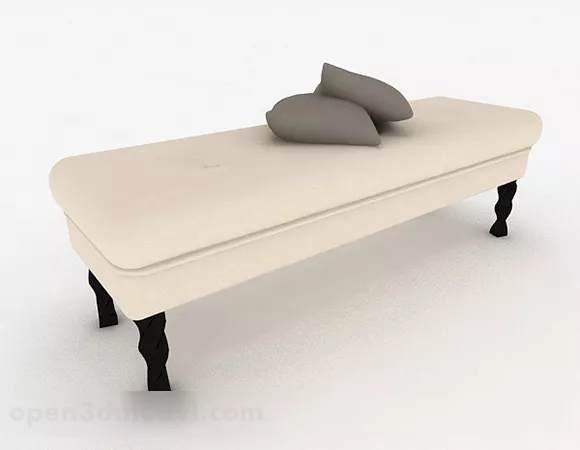 Modern Beige Wooden Footstool Sofa 3d model Modern Beige Wooden Footstool Sofa 3d model