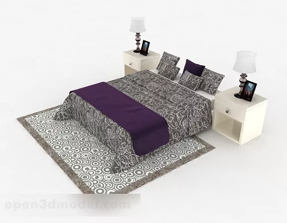Modern Home Double Bed Furniture 3d model Modern Home Double Bed Furniture 3d model