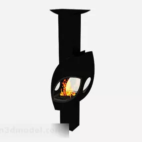 Modern Black Minimalist Fireplace 3d model
