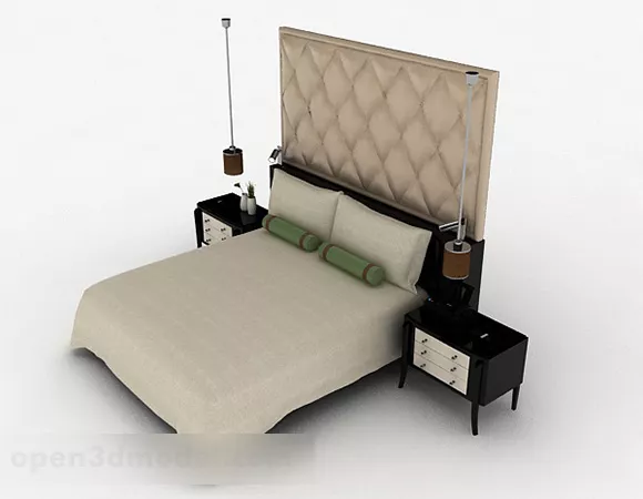 Modern Brown Double Bed Furniture 3d model Modern Brown Double Bed Furniture 3d model