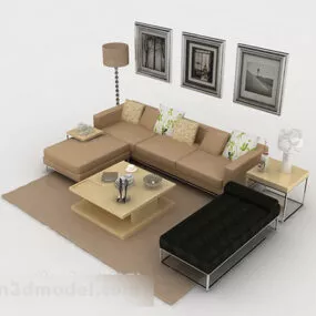 Modern Brown Minimalist Combination Sofa 3d model
