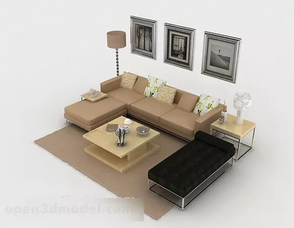 Modern Brown Minimalist Combination Sofa 3d model Modern Brown Minimalist Combination Sofa 3d model