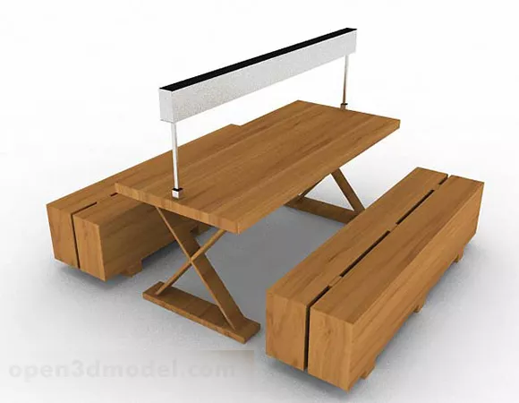 Brown Minimalist Dining Table Chair Set 3d model Brown Minimalist Dining Table Chair Set 3d model