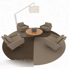 Modern Business Minimalist Brown Sofa 3d model