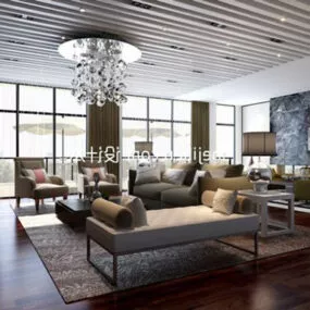 Modern Fashion Living Room Interior 3d model