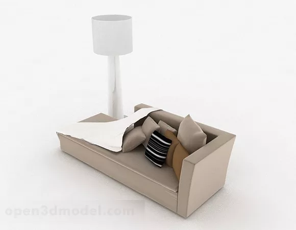 Modern gray single sofa with Lamp 3d model Modern gray single sofa with Lamp 3d model