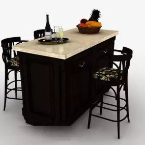 Modern Home Dining Table And Chair V1 3d model