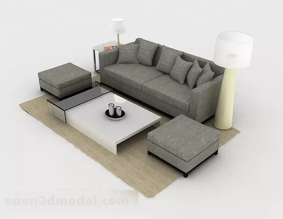 Modern Home Grey Sofa 3d model Modern Home Grey Sofa 3d model