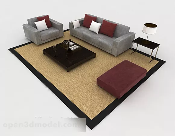 Modern Home Gray Sofa 3d model Modern Home Gray Sofa 3d model